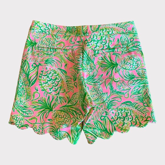 LILY PULITZER Darci Knit Scalloped Hem Shorts Pink/Green Size 0 - Picture 2 of 12